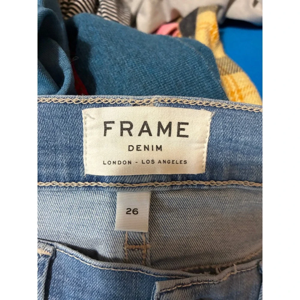 Frame Denim Le High Skinny‎ Jeans Europa Light Wash Raw Hem LHSKRA079 Womens 26